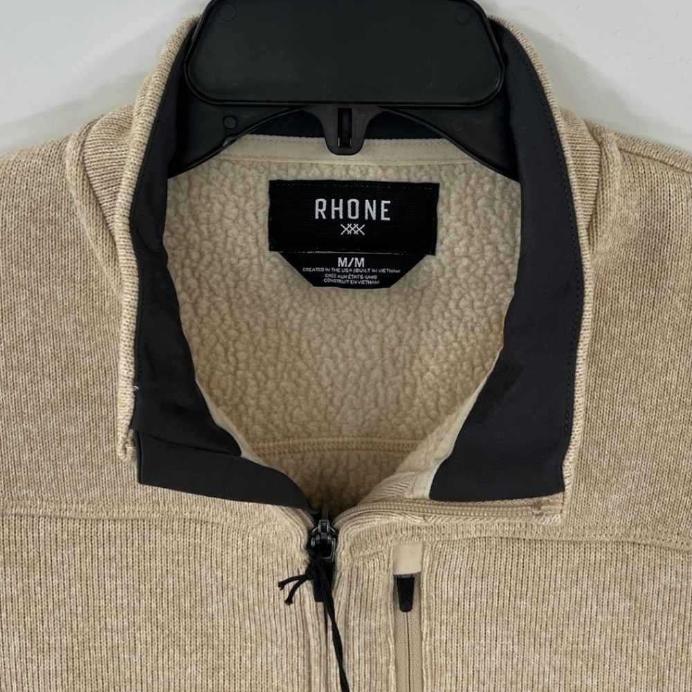 Rhone Fleece Vest Mens M Oatmeal Heather Full Zip Pockets Earth Tones NWT - Picture 5 of 10